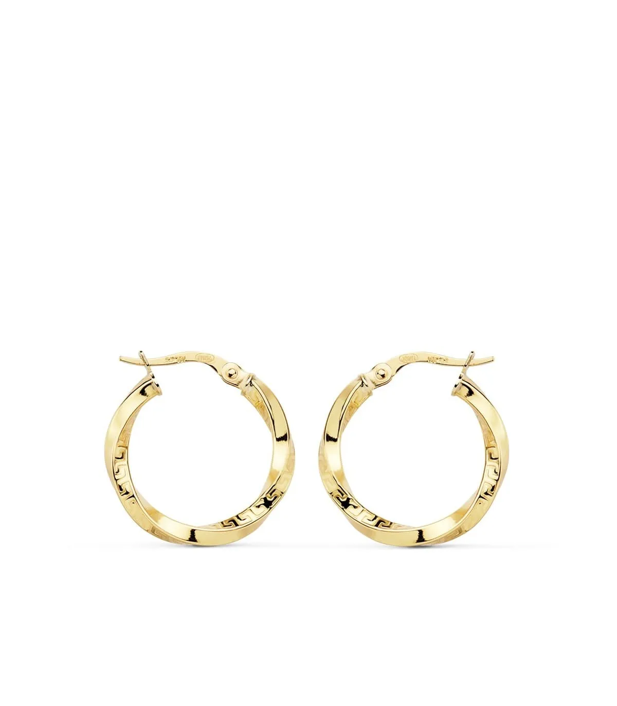 Créoles Torsadéés Lisses Or Jaune 18 K 20 MM