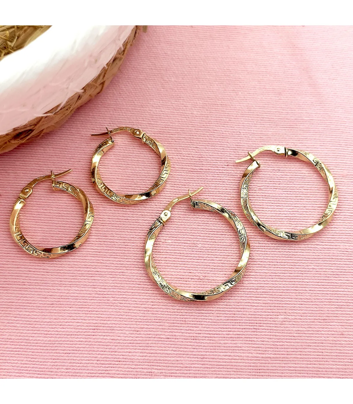 Créoles Torsadéés Lisses Or Jaune 18 K 20 MM