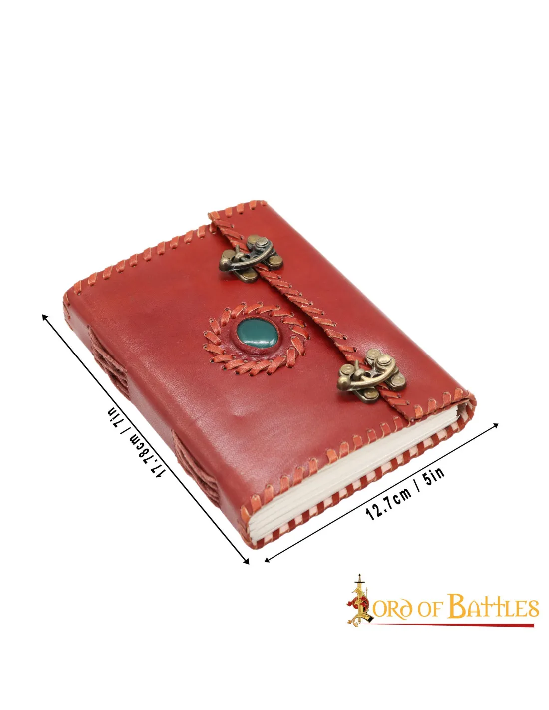 Diario medieval en cuero con piedra incrustada