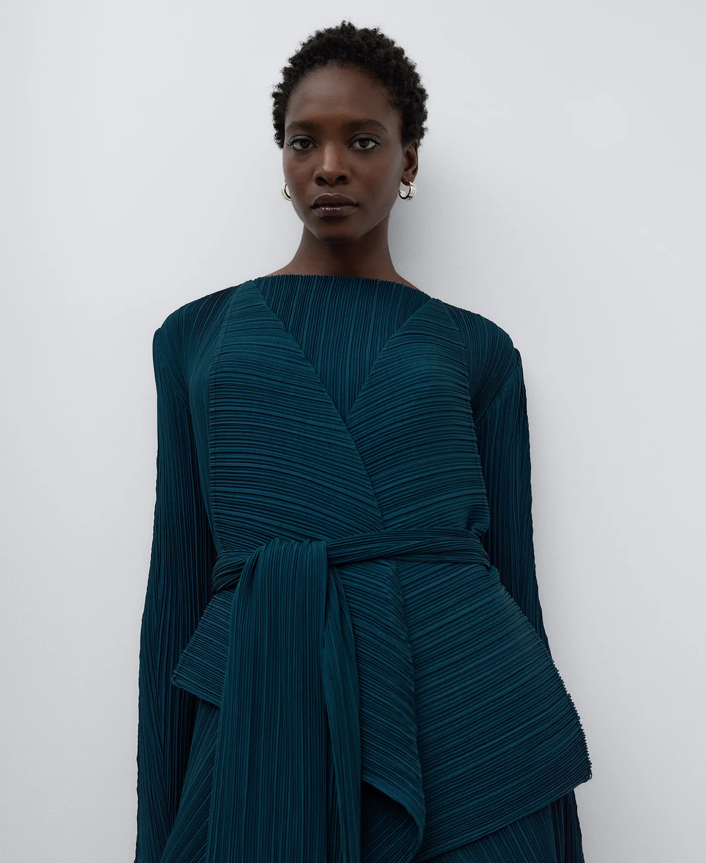 Green crinkle jacket woman