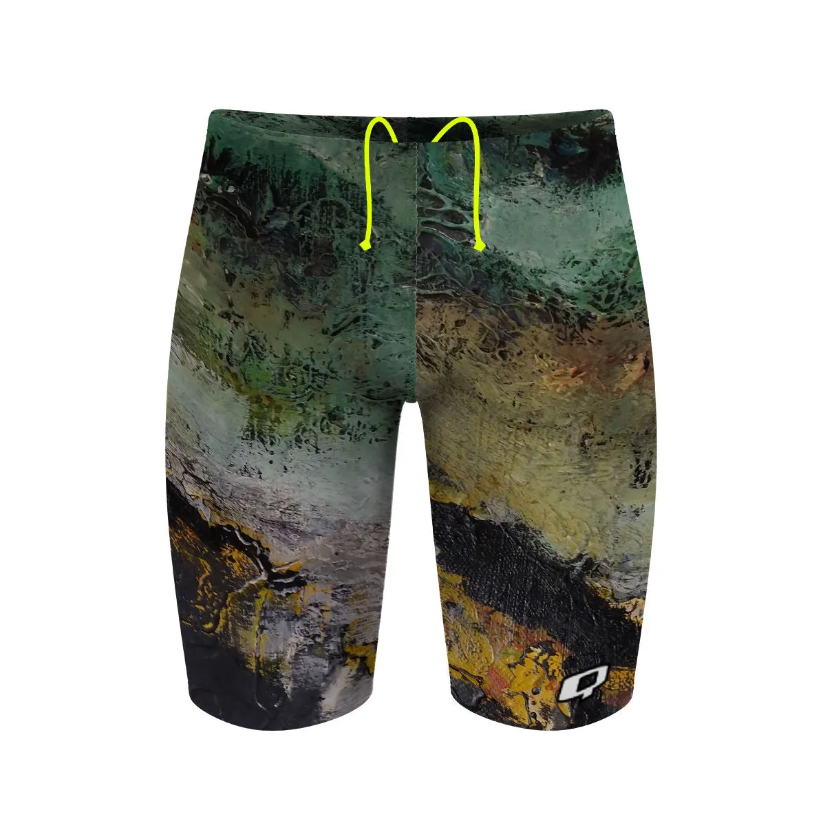 GREEN OIL ON CANVAS  JAMMER SWIMSUIT