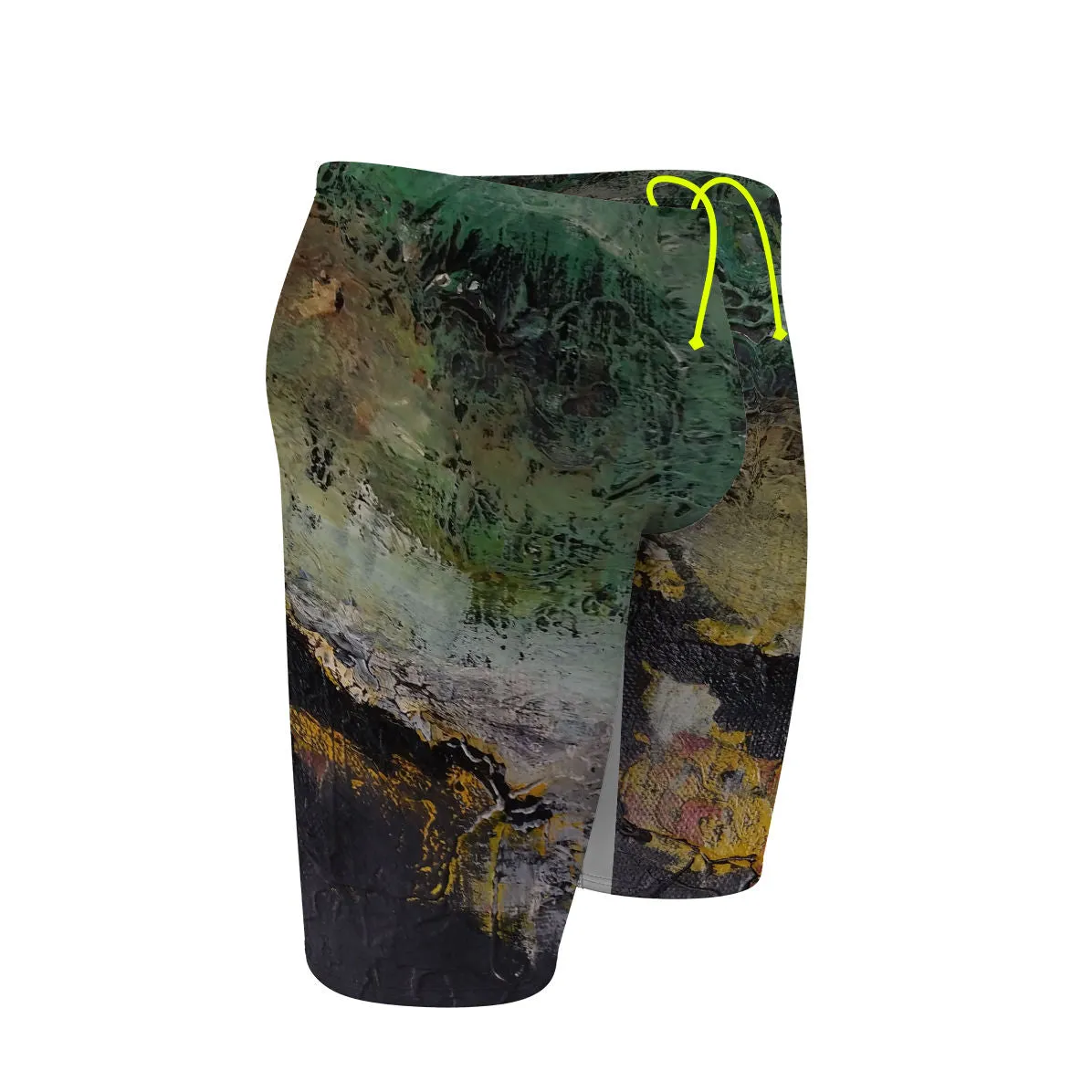GREEN OIL ON CANVAS  JAMMER SWIMSUIT