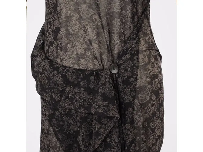Issey Miyake Lace Long 2 Vestido de manera Negro Gris antracita 