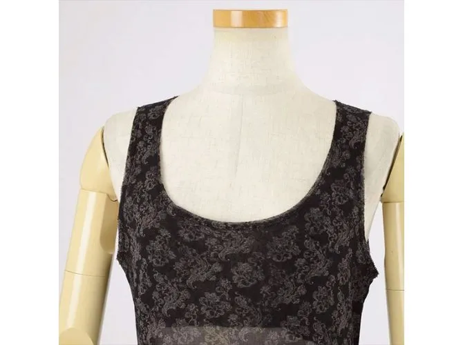 Issey Miyake Lace Long 2 Vestido de manera Negro Gris antracita 