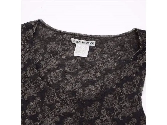 Issey Miyake Lace Long 2 Vestido de manera Negro Gris antracita 