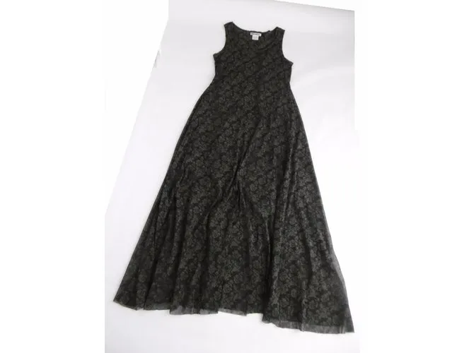 Issey Miyake Lace Long 2 Vestido de manera Negro Gris antracita 