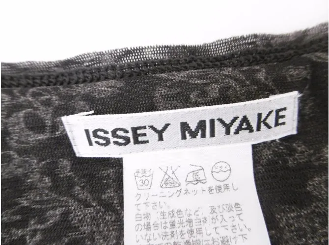 Issey Miyake Lace Long 2 Vestido de manera Negro Gris antracita 