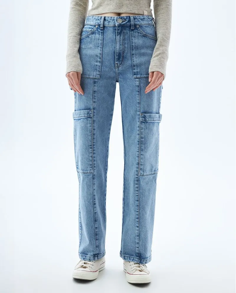 Jean Flare tipo cargo para mujer