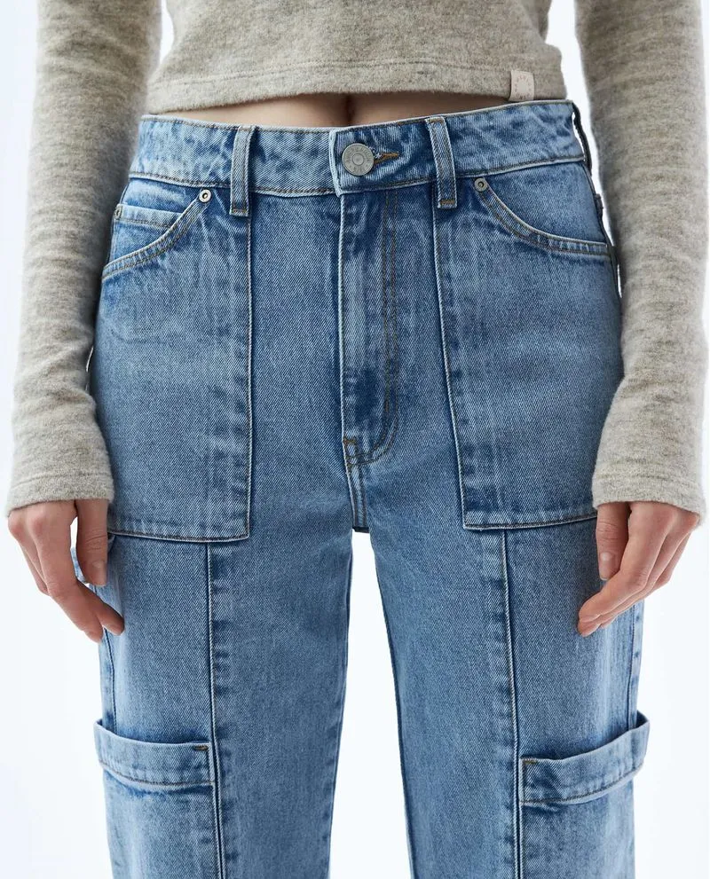 Jean Flare tipo cargo para mujer