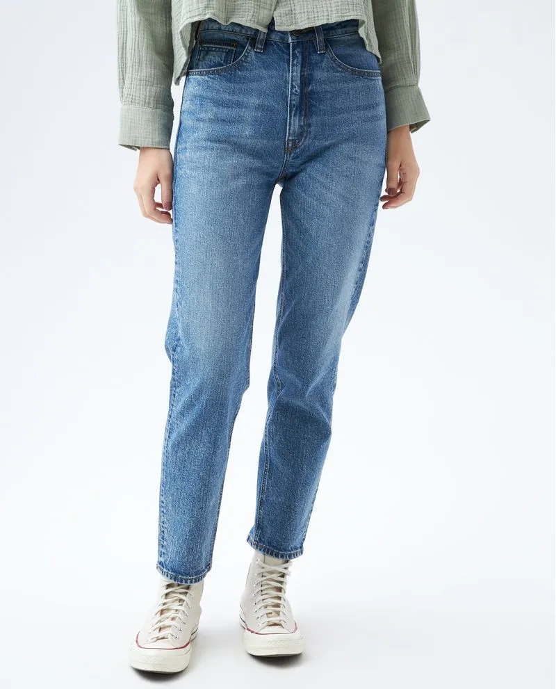 Jean Mom fit tiro alto para mujer