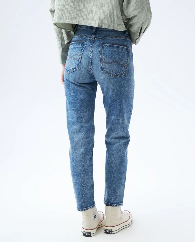 Jean Mom fit tiro alto para mujer