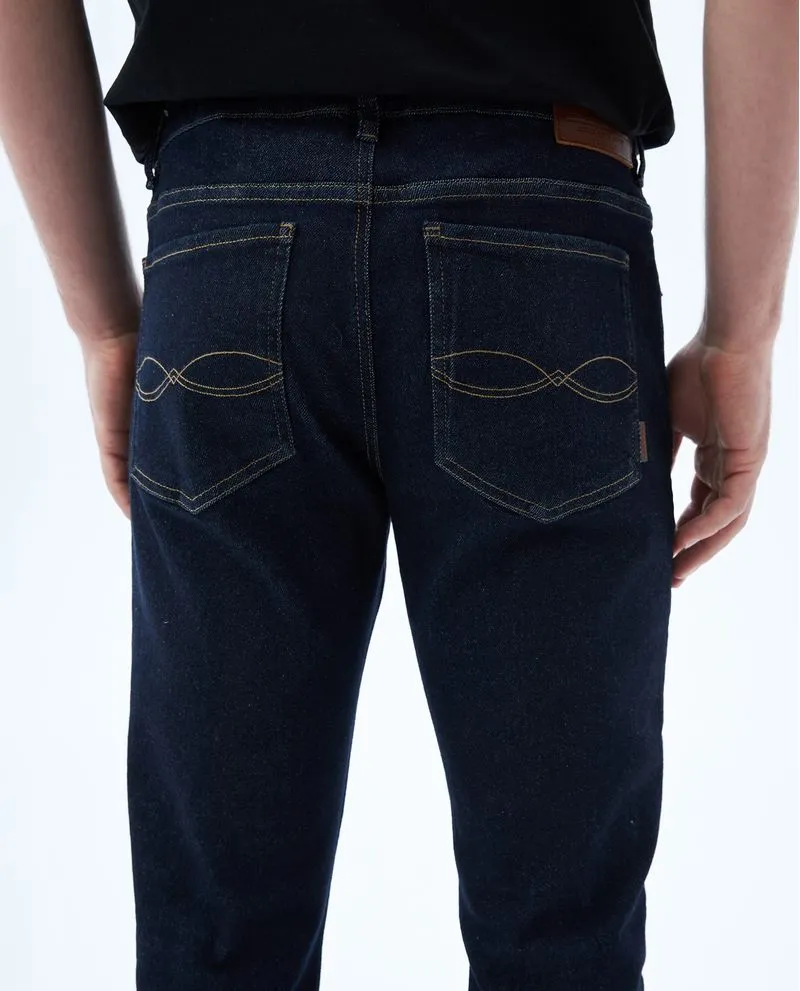 Jean Slim and Straight tiro alto para hombre