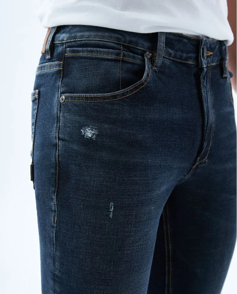 Jean Slim tiro bajo para hombre