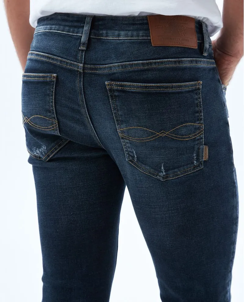 Jean Slim tiro bajo para hombre