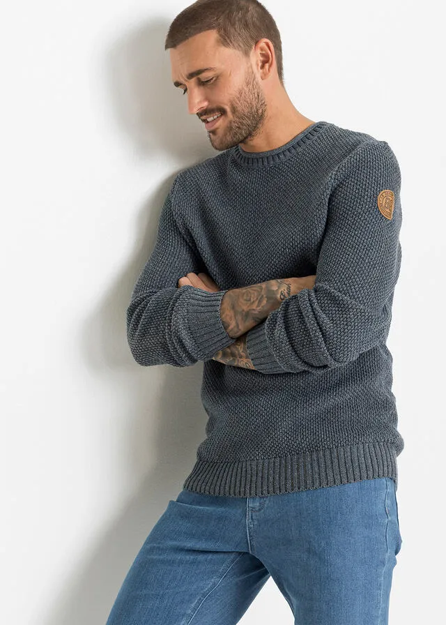 Jersey con algodón reciclado Azul jaspeado