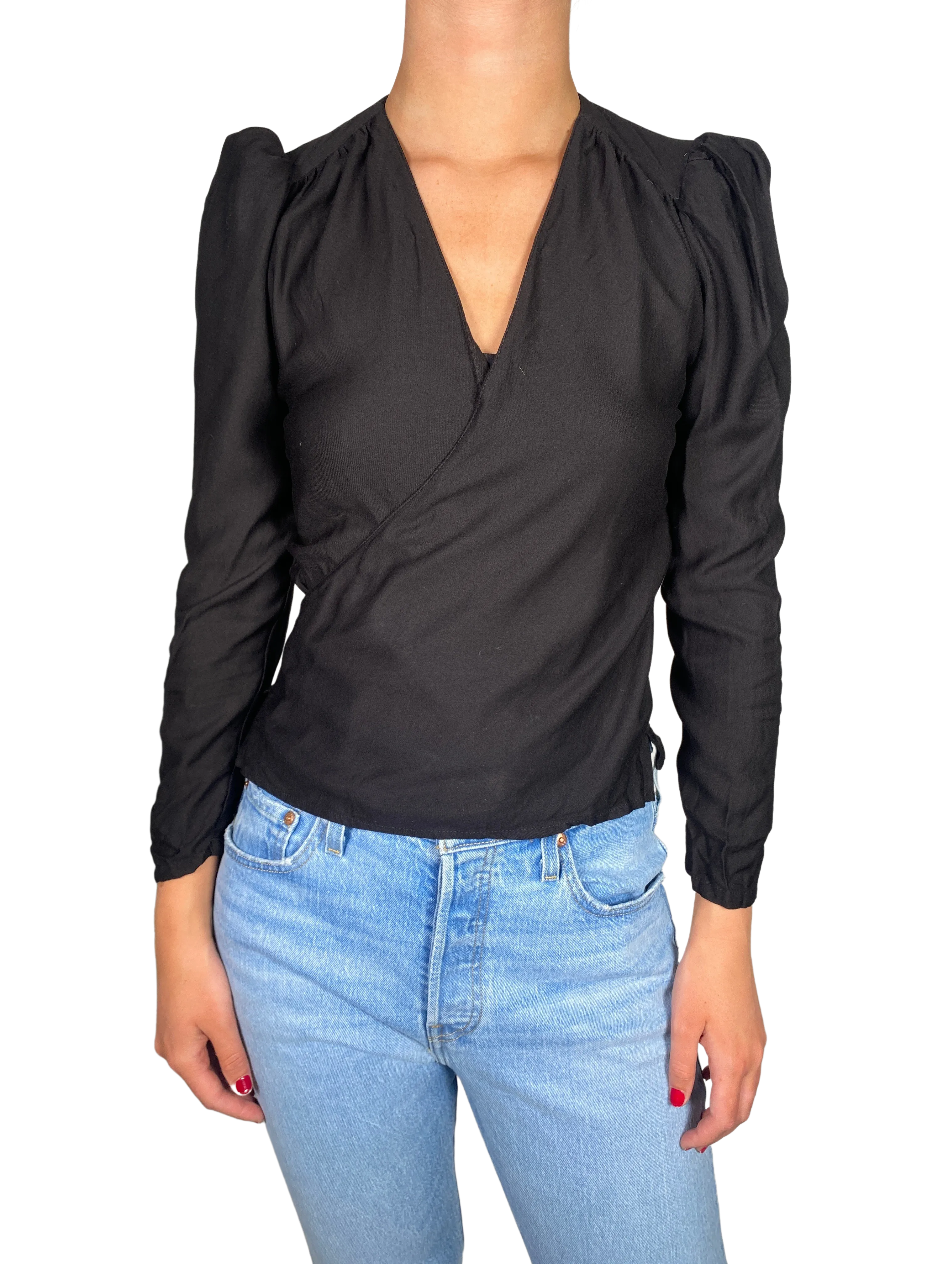 LALALOU Polera Negra Manga Larga