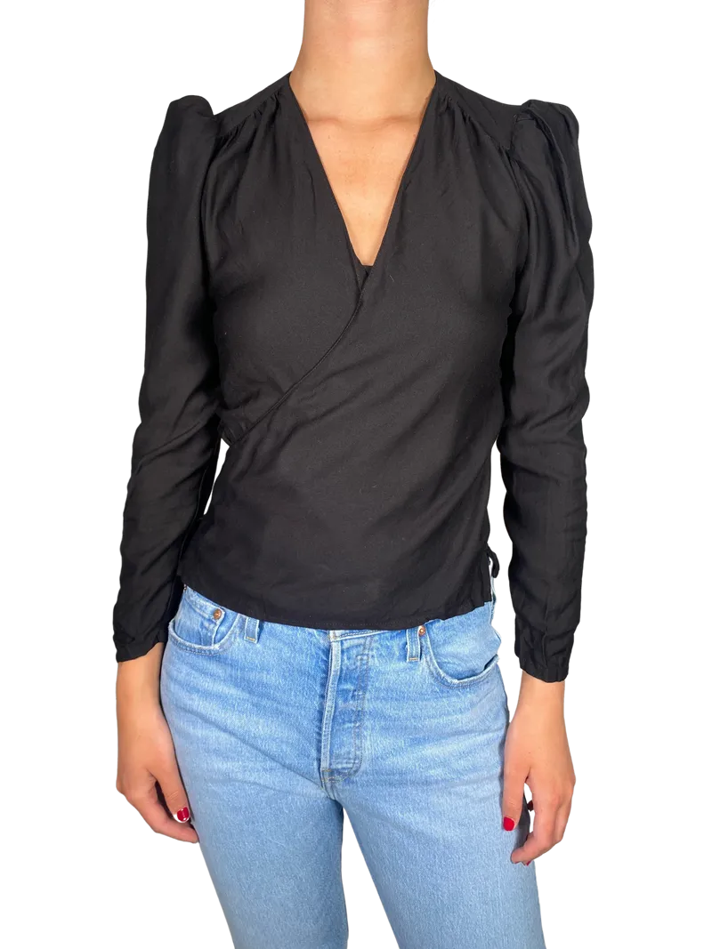 LALALOU Polera Negra Manga Larga