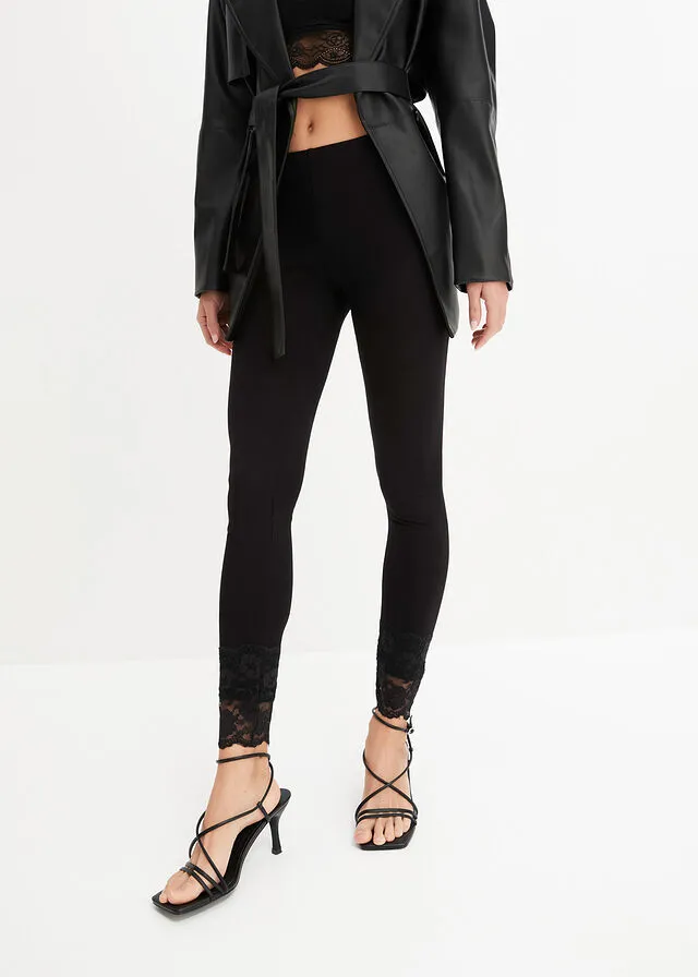 Leggings con encaje Negro