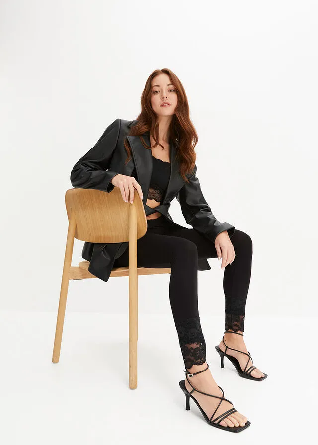 Leggings con encaje Negro