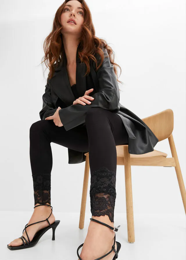 Leggings con encaje Negro