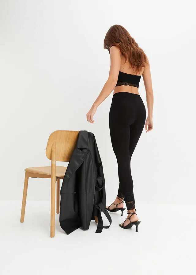 Leggings con encaje Negro