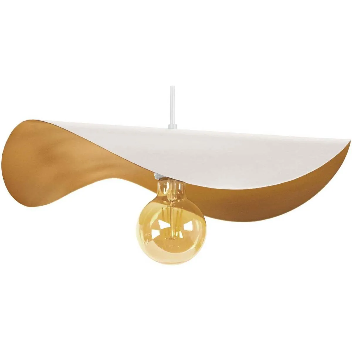 Lámpara colgante redondo metal blanco marfil y oro