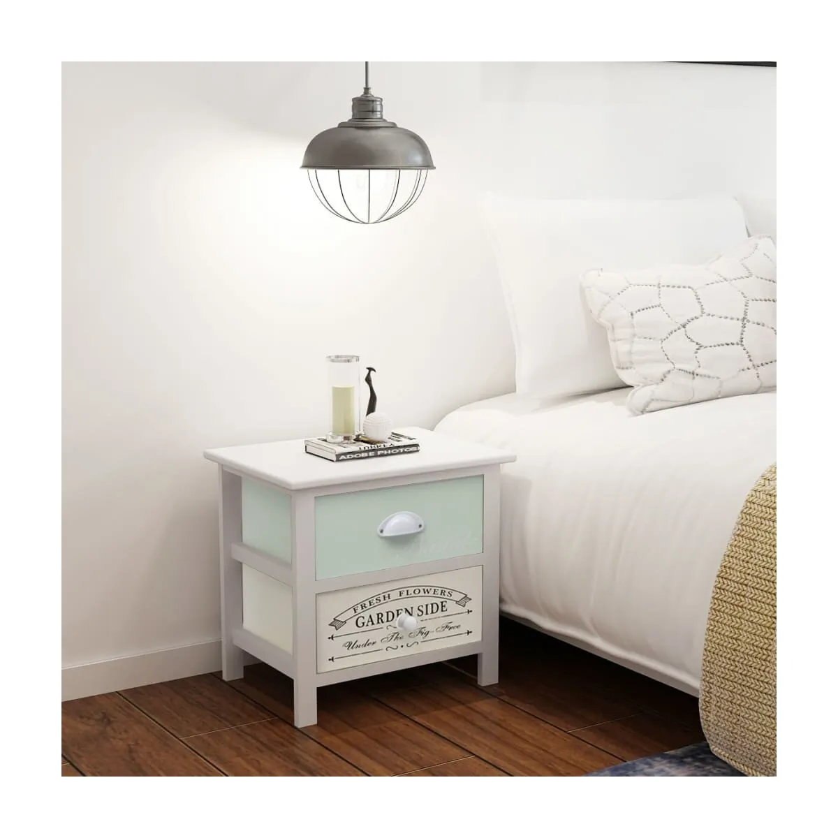 Mesitas de noche de estilo francés de madera 2 unidades