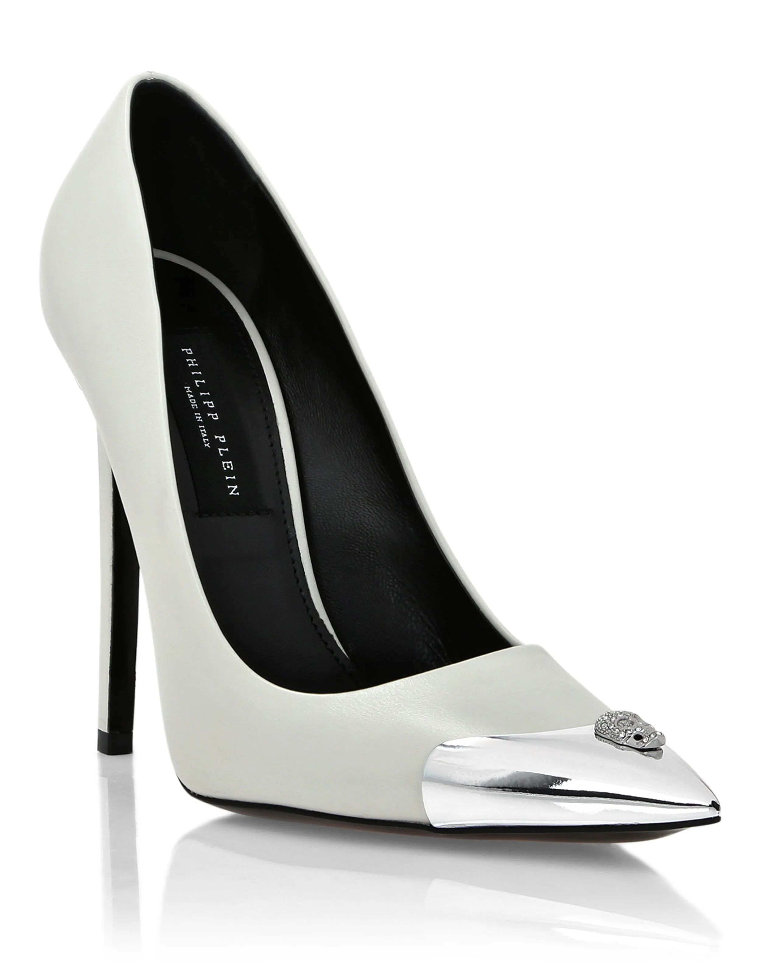 NAPPA LEATHER DECOLLETE HIHEELS SKULL STRASS