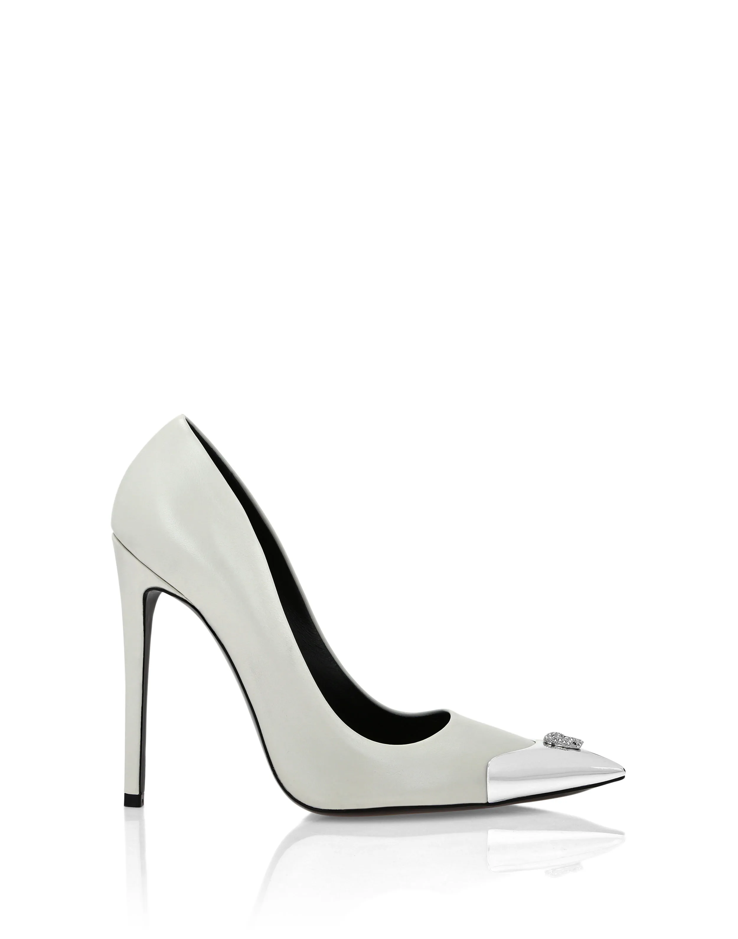 NAPPA LEATHER DECOLLETE HIHEELS SKULL STRASS