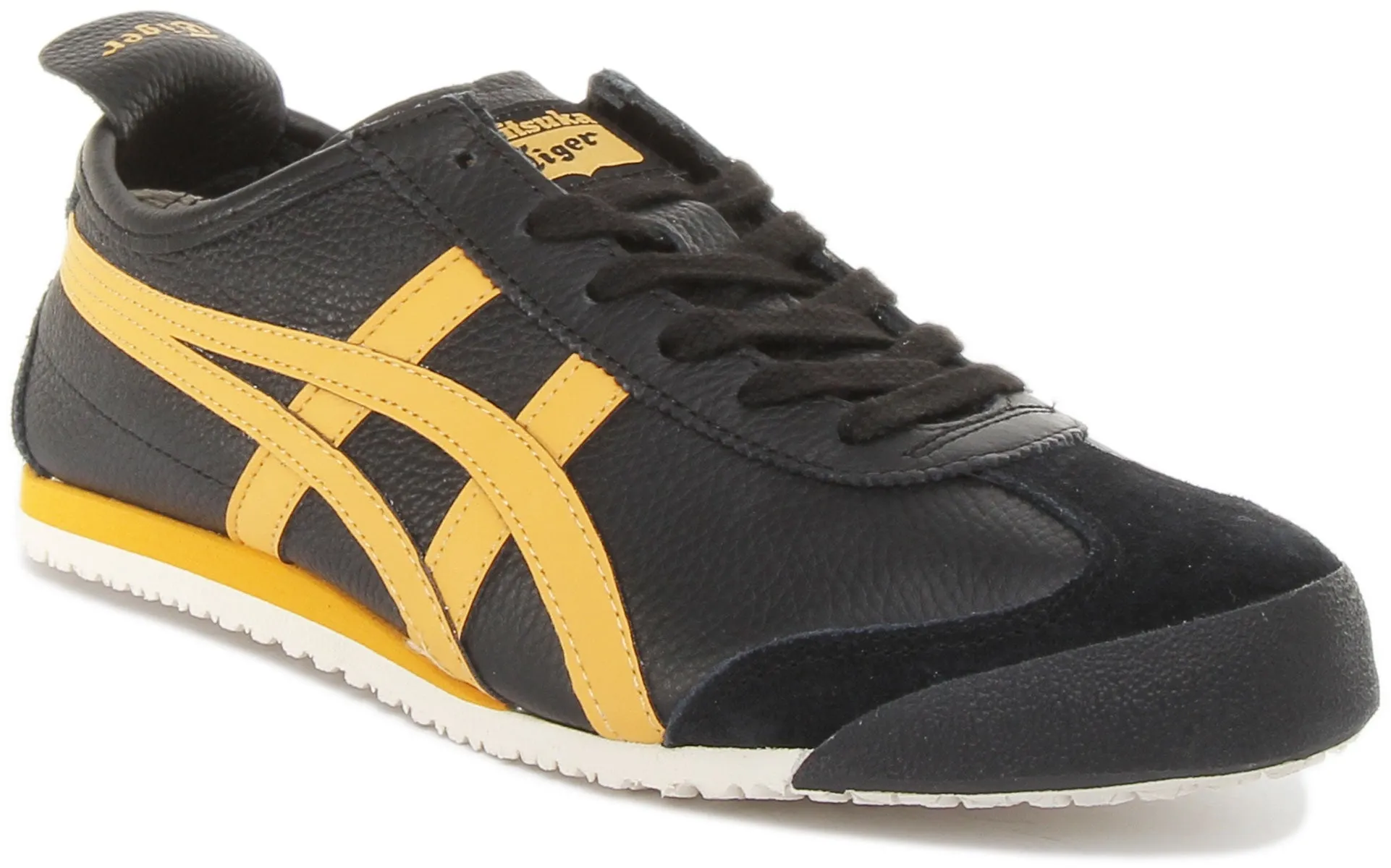 Onitsuka Tiger Mexico 66 Zapatillas de cuero con cordones para en negro amarillo
