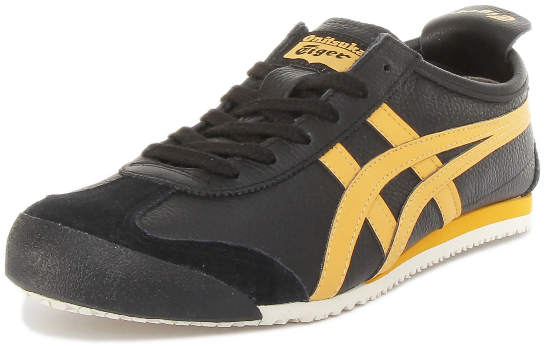 Onitsuka Tiger Mexico 66 Zapatillas de cuero con cordones para en negro amarillo