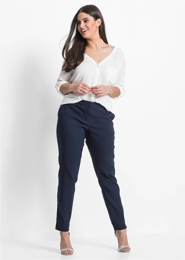 Pantalón elástico de estilo ejecutivo Azul marino