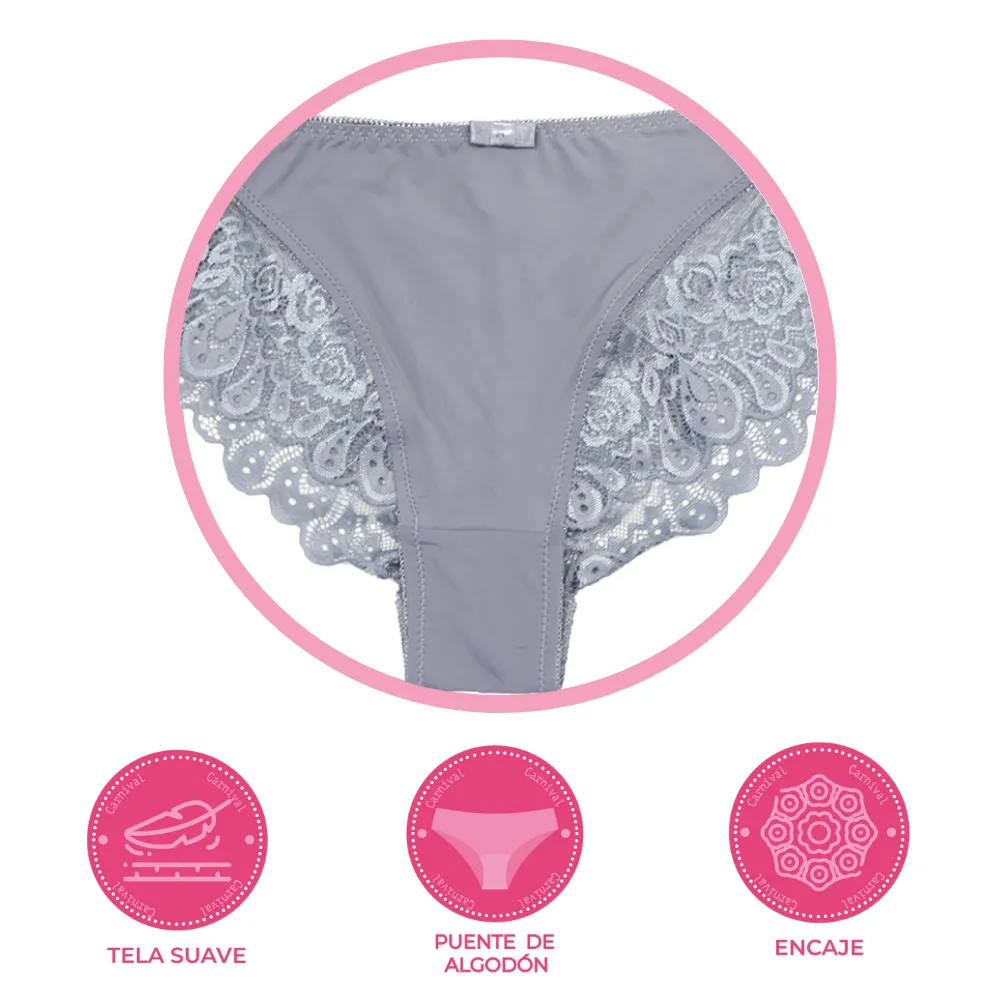 Panty coordinable con encaje y puente de algodón 74721 Lady Carnival