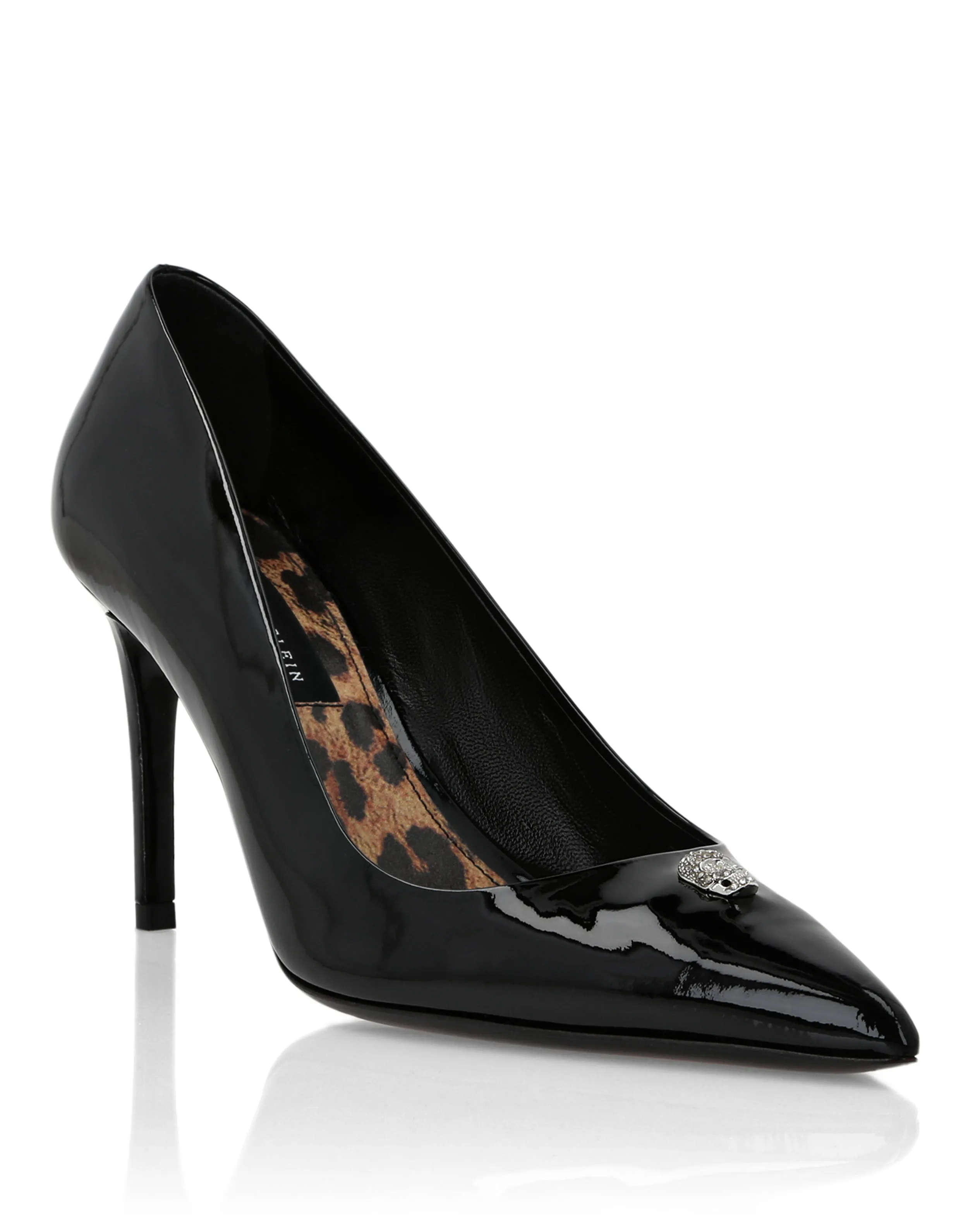 Patent Leather Mid Plein Heel Decollete Skull