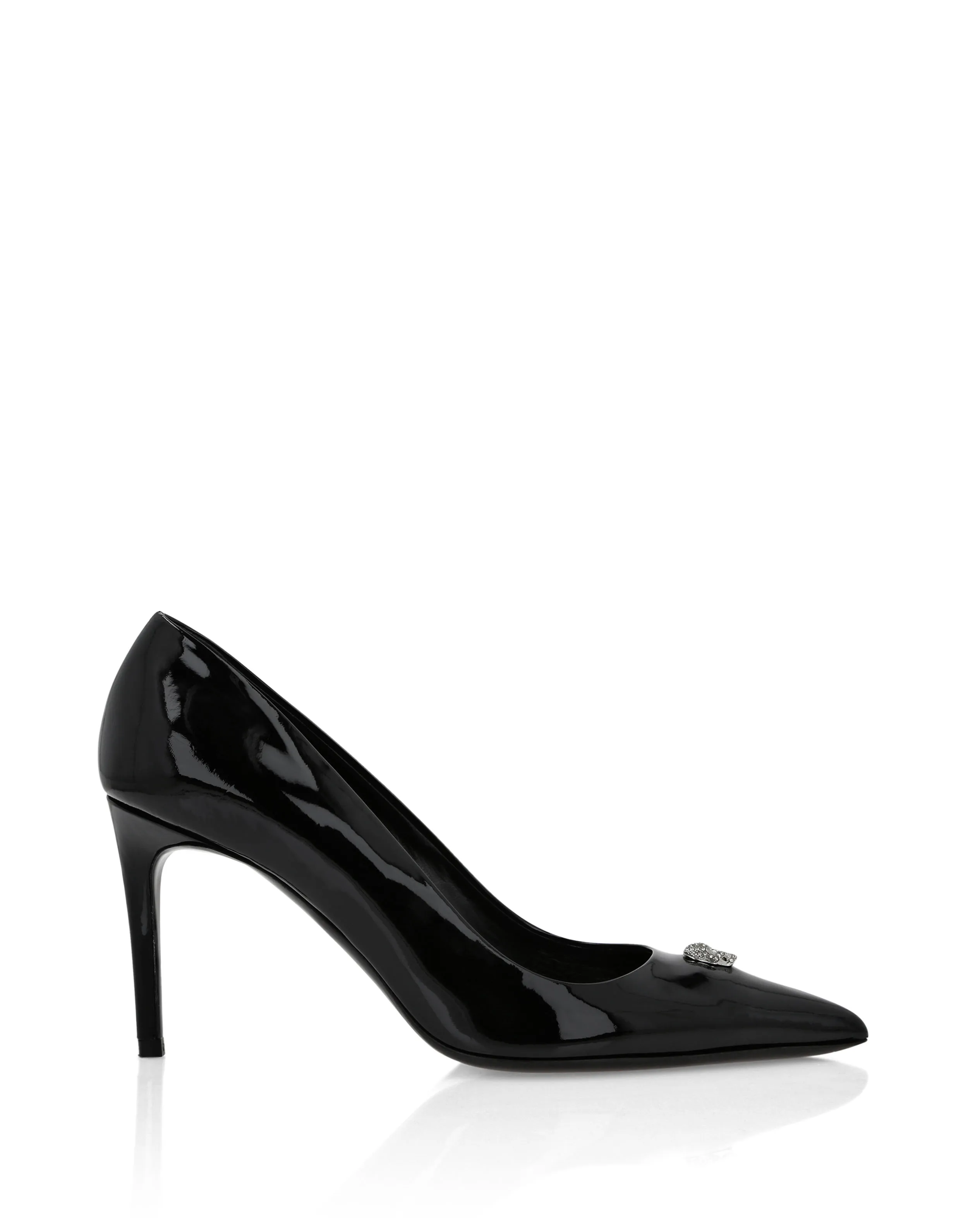 Patent Leather Mid Plein Heel Decollete Skull