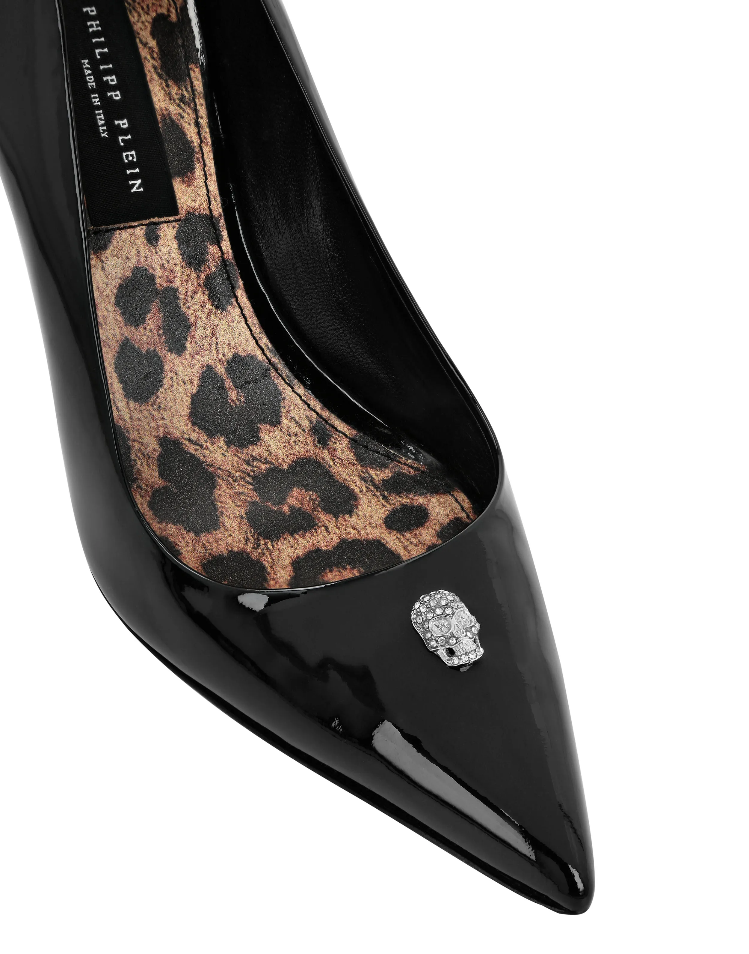 Patent Leather Mid Plein Heel Decollete Skull