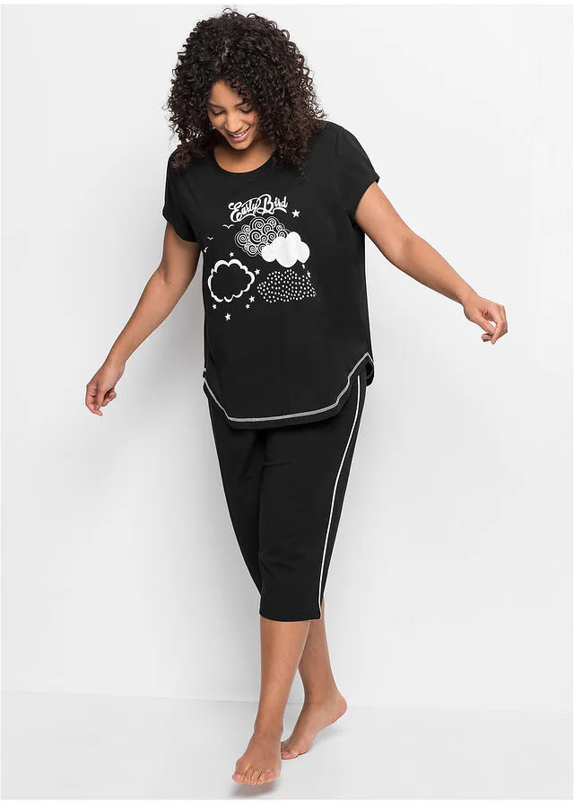 PIJAMA DE ESTILO CAPRI NEGROBLANCO