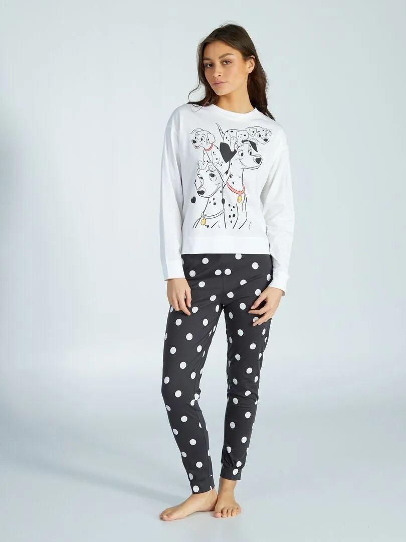 PIJAMA LARGO 'DáLMATA'  2 PIEZAS  BLANCO