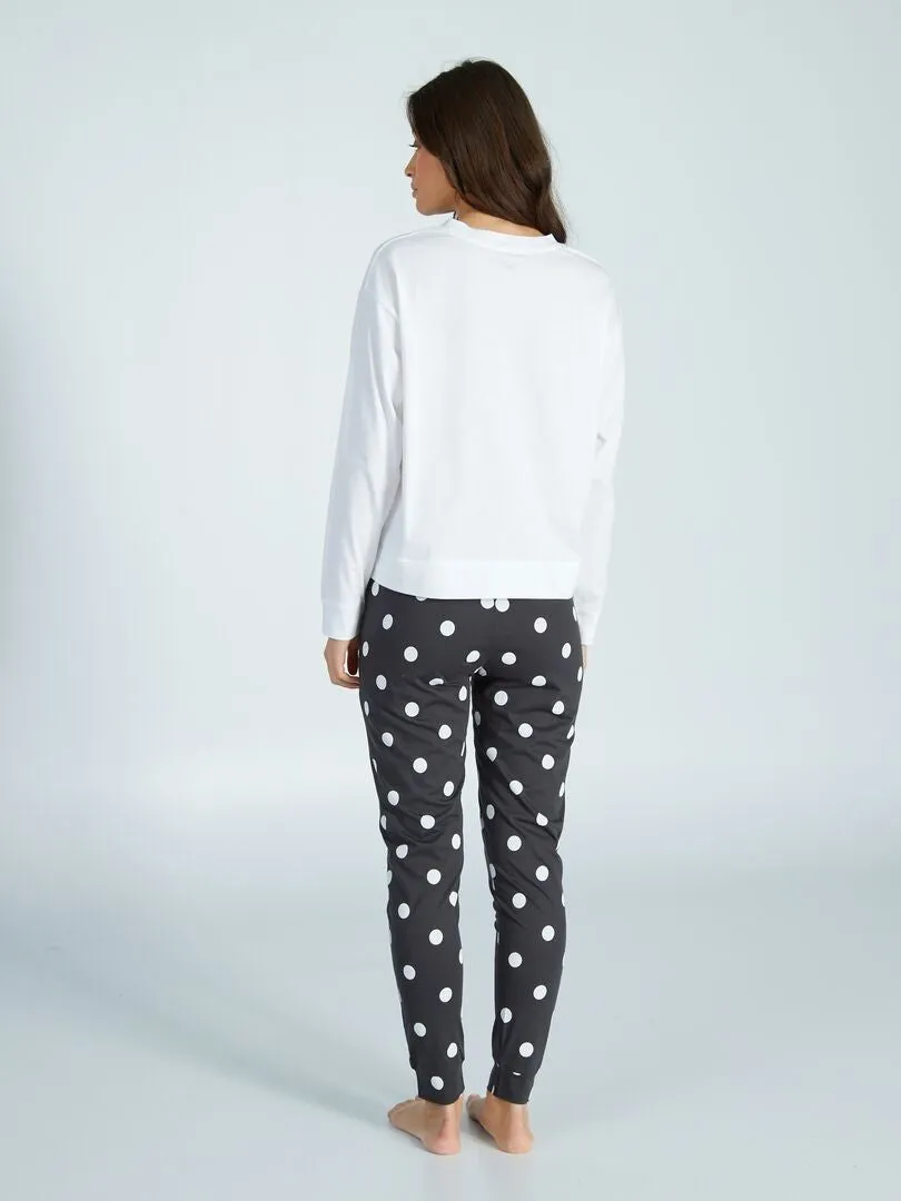 PIJAMA LARGO 'DáLMATA'  2 PIEZAS  BLANCO
