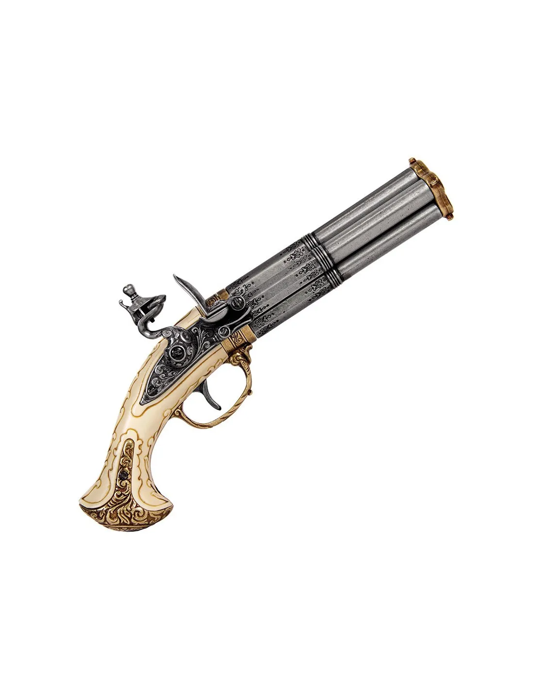 Pistola de chispa 4 cañones, Francia S.XVIII