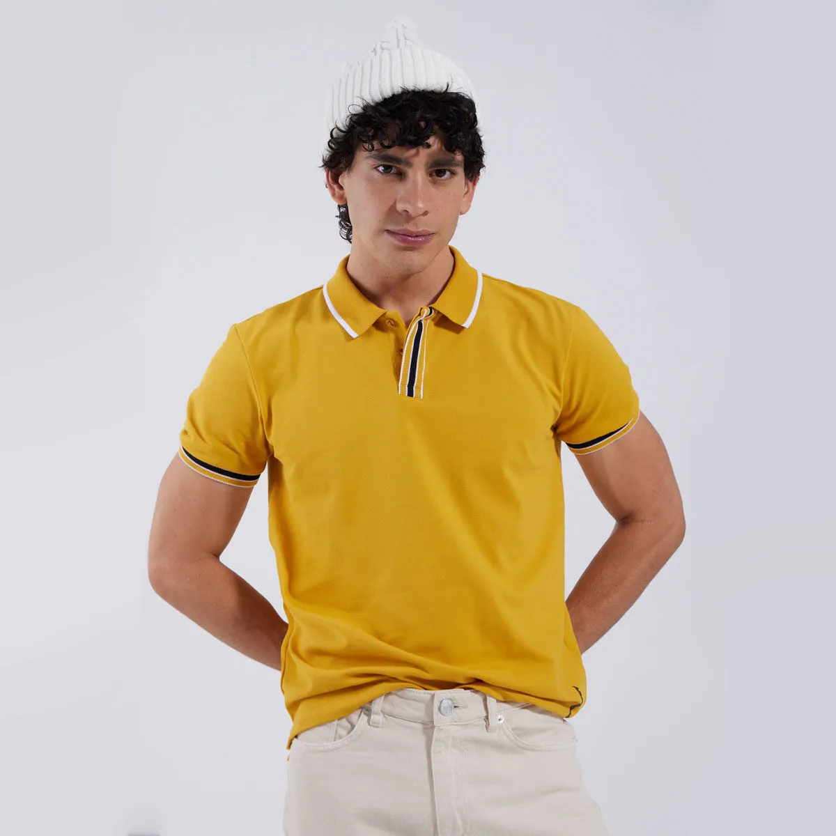 Polo Con Cuello Tejido