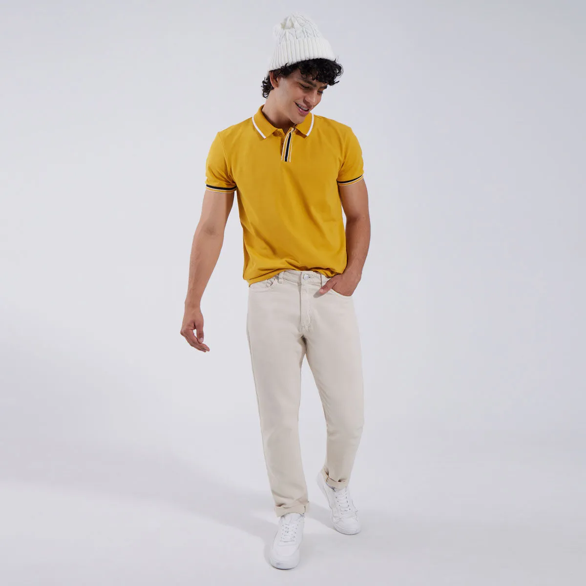 Polo Con Cuello Tejido