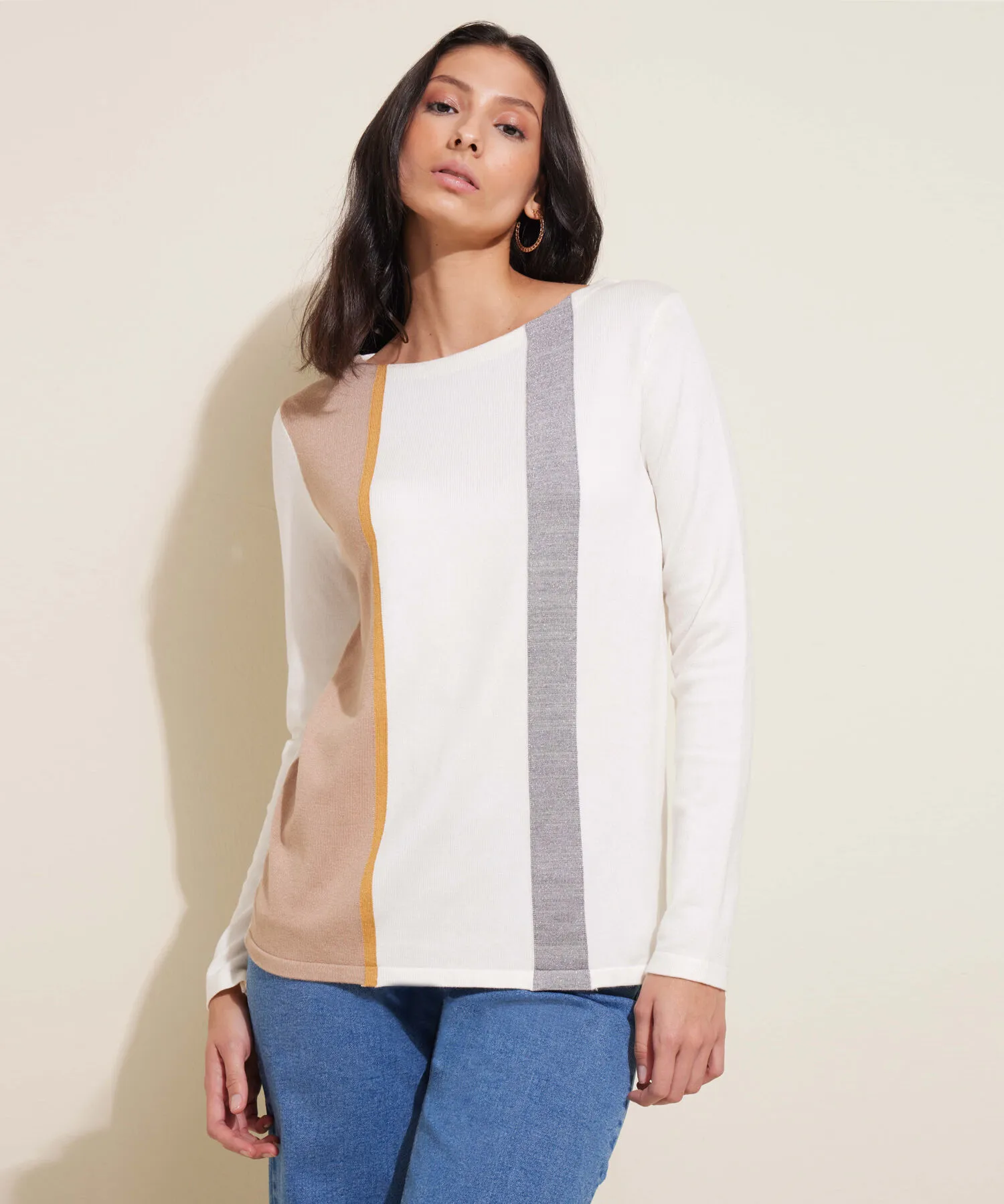SACO CUELLO REDONDO MANGA LARGA CON RAYAS