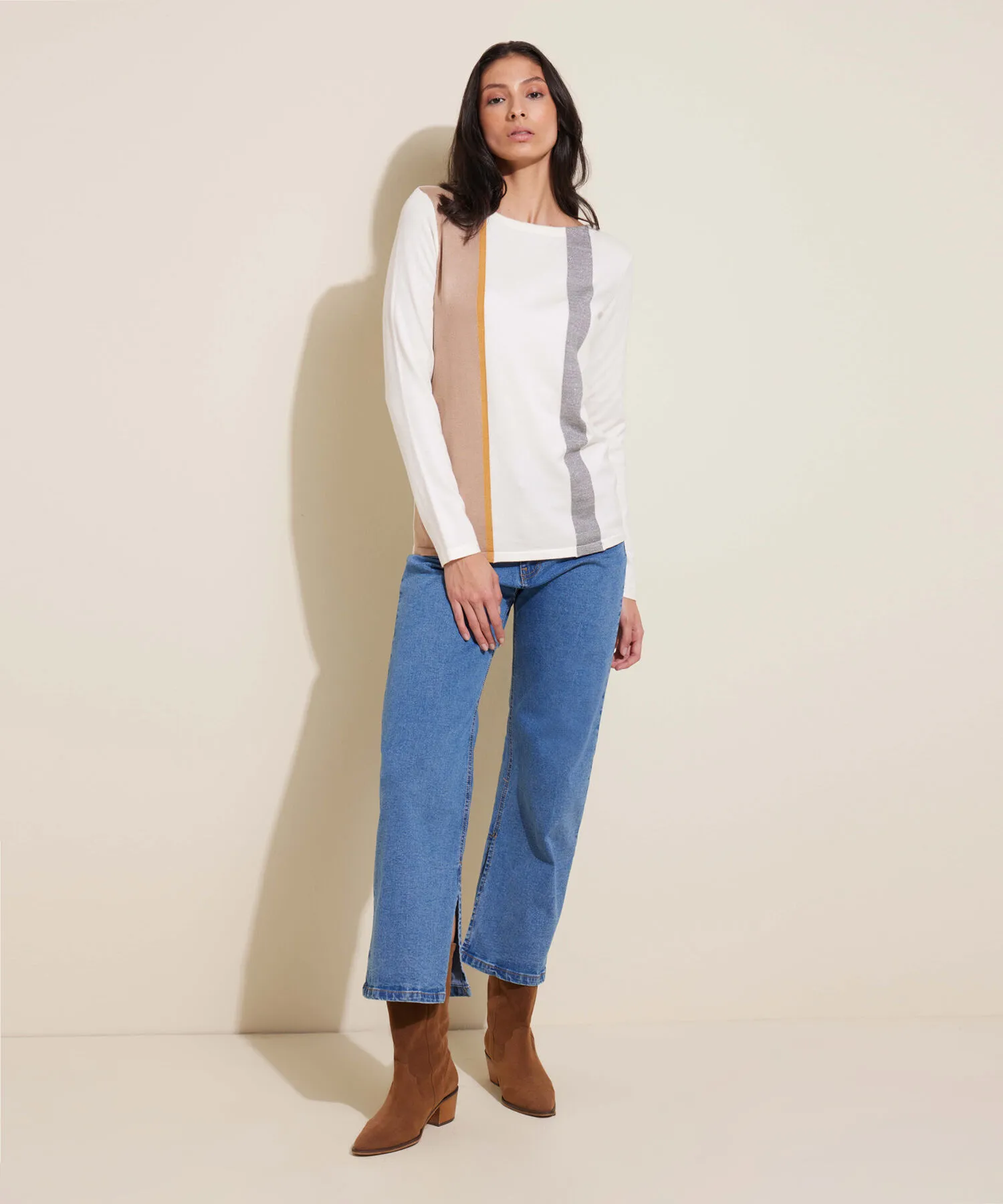 SACO CUELLO REDONDO MANGA LARGA CON RAYAS