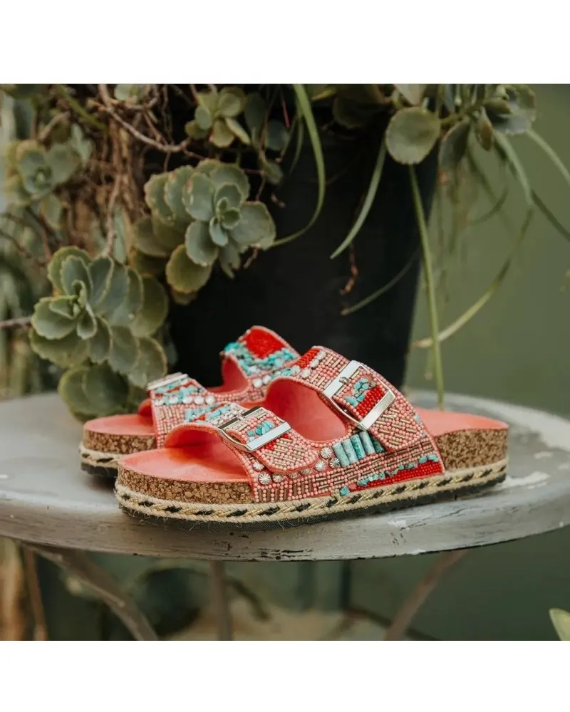 Sandalia hebilla BIO anatómico VEGANO top3shoes 21059 rojo