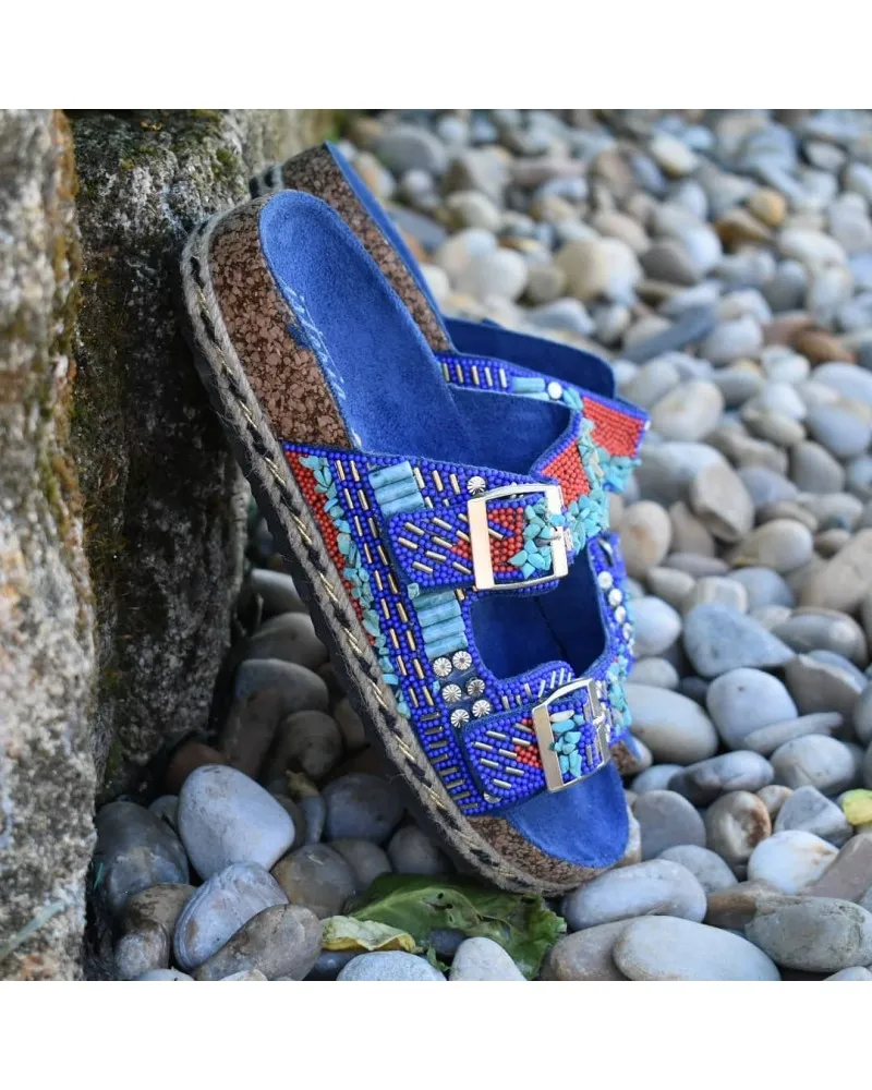 Sandalia hebilla BIO anatómico VEGANO top3shoes 21059 rojo