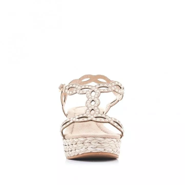Sandalias cuña Alma en pena marrones con detalles en forma de diamante