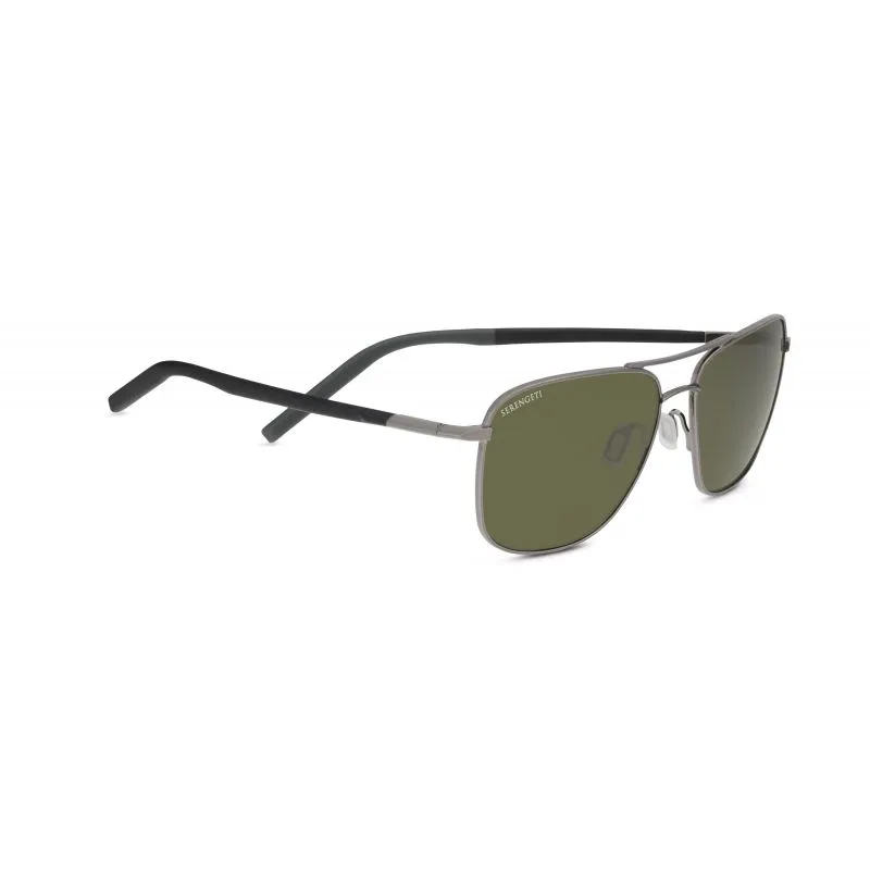 Serengeti Spello Sunglasses (Shiny Gunmetal/Black/Gray Polarized 555nm)