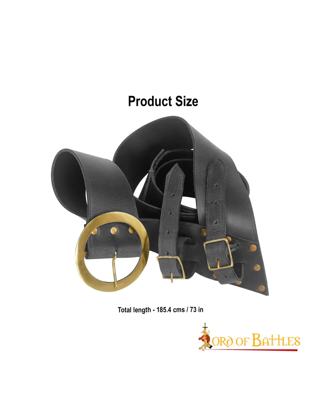 Tahalí con cinturón para espadas en cuero negro