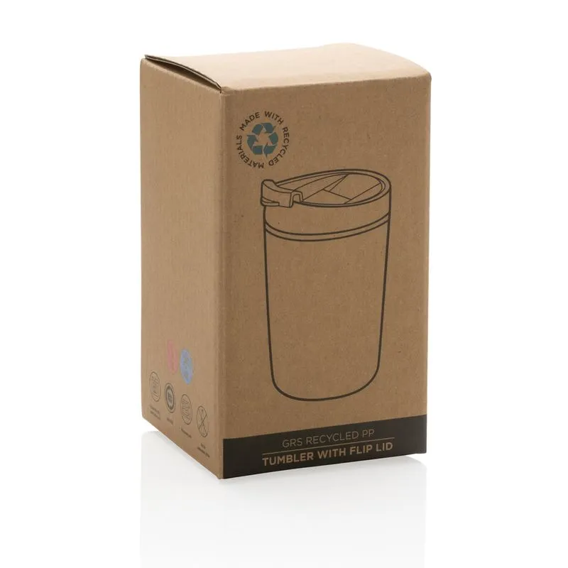 Taza de PP reciclado GRS con tapa abatible